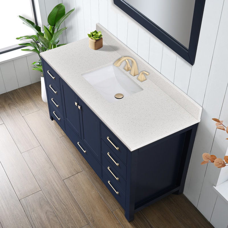 Bohuang 60'' Quartz Single Bathroom Vanity Top with Sink – For Vanity Replacement, No Cabinet ...